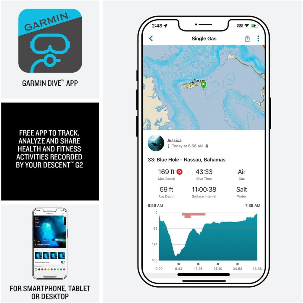 Garmin Descent™ G2, Watch-Style Dive Computer, 46mm, Paloma | AMOLED Display, Built for Diving, Multiple Dive Modes, Dive Log, Eco-Friendly Design, Advanced Training Features