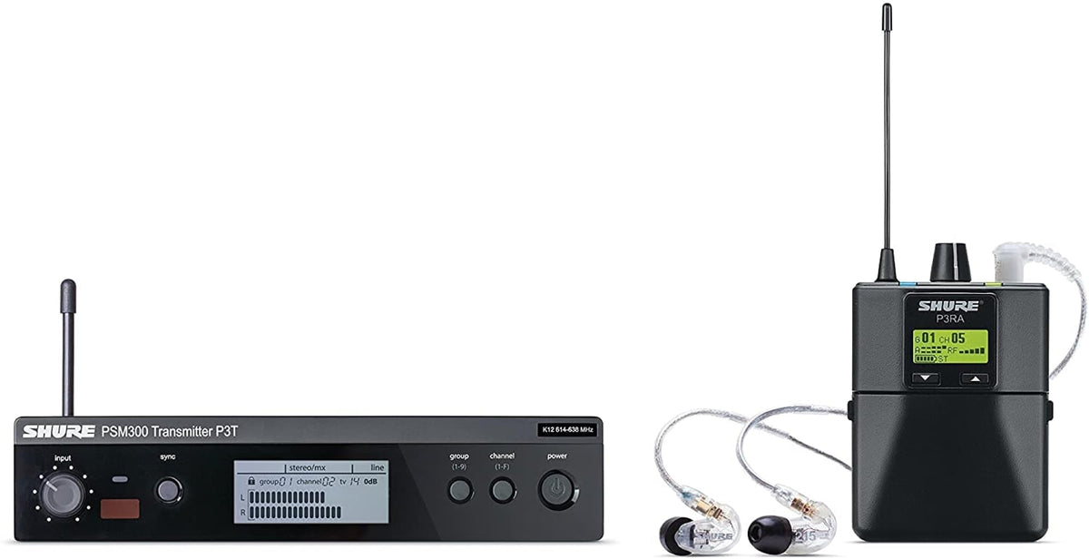 Shure PSM300 P3TRA215CL Pro Wireless in-Ear Personal Monitoring System with SE215-CL Earphones - H20 Band