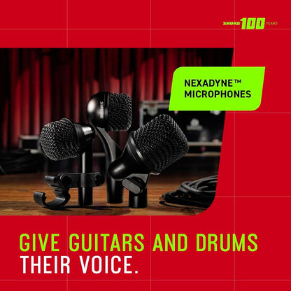 Shure Nexadyne 6 Tom/Snare Drum Microphone with Revonic Technology - Supercardioid Dynamic Mic for Pro Performance, Enhanced Isolation & Noise Reduction, Dual-Engine Transducers, Single (NXN6)
