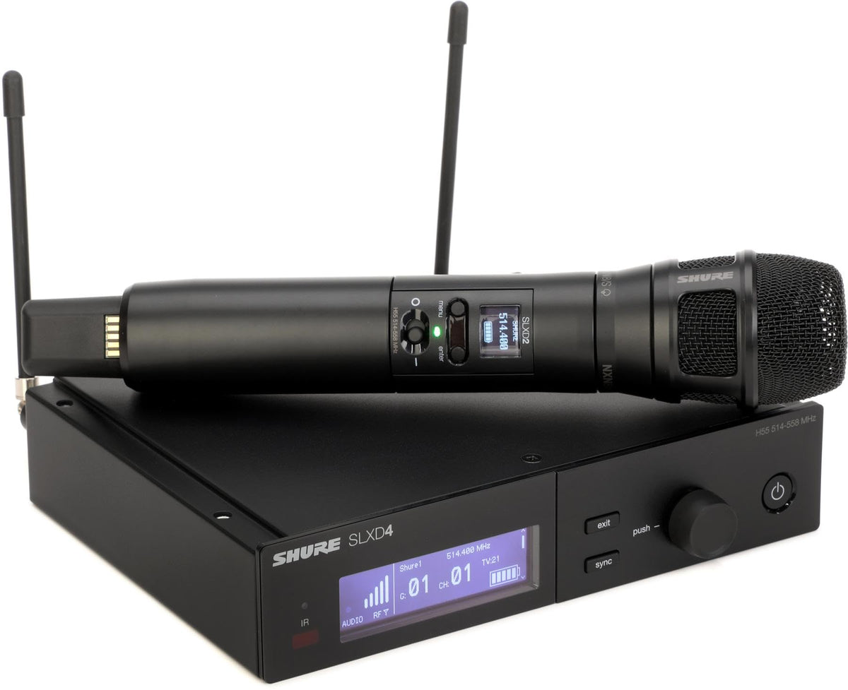 Shure SLXD24/N8SB Wireless Microphone System - Includes SLXD2 Handheld Transmitter with Nexadyne 8/S Black Vocal Mic Capsule and SLXD4 Single Channel Rack Mount Receiver | G58 Band (SLXD24/N8SB-G58)
