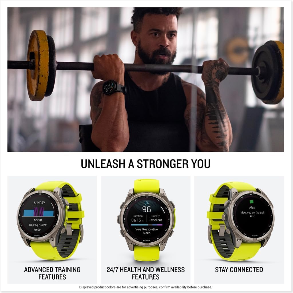 Garmin fēnix® 8 Solar, Sapphire, 47mm, Titanium, Amp Yellow/Graphite | Larger-Sized Premium Multisport Smartwatch, Solar Charging, GPS, Built-In Flashlight, Dive-Rated, Built-In Speakers & Mic
