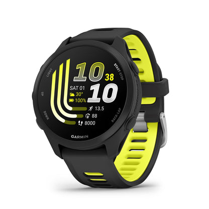 Garmin Forerunner® 170 Music, 43mm, Black/Amp Yellow | GPS Running Smartwatch, Music On Your Wrist, Pace & Distance, Daily Suggested Workouts, Garmin Coach, Adaptive Training Plans