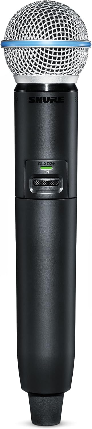 Shure GLXD2+/B58 Handheld Transmitter with BETA 58A Vocal Mic Capsule - for use with GLX-D+ Dual Band Digital Wireless Microphone Systems, Receiver Sold Separately (GLXD2+/B58=-Z3)