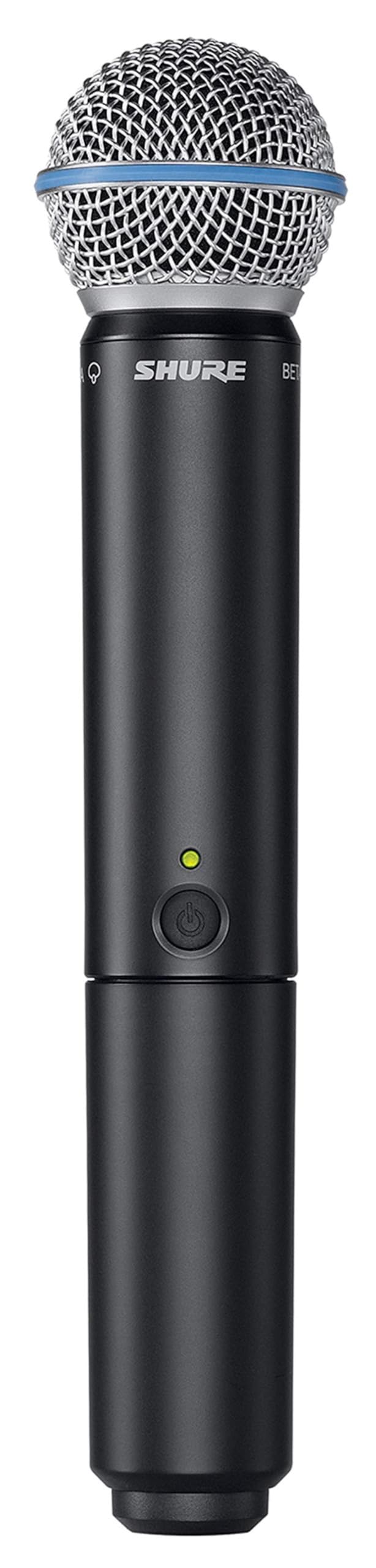 Shure BLX24/B58 Handheld Audio System J11 Band (596–620 MHz) – BLX4 Receiver, BLX2/B58 Handheld Transmitter with Beta 58A Supercardioid Capsule, Up to 14 Hr Battery, 300 ft Range