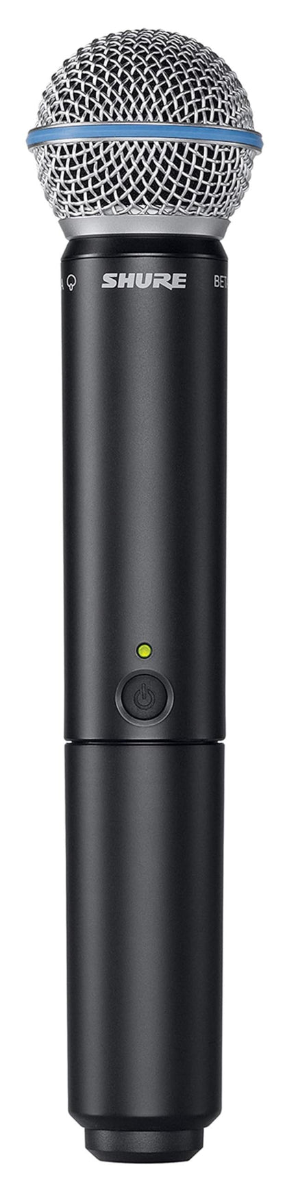 Shure BLX24/B58 Handheld Audio System J11 Band (596–620 MHz) – BLX4 Receiver, BLX2/B58 Handheld Transmitter with Beta 58A Supercardioid Capsule, Up to 14 Hr Battery, 300 ft Range