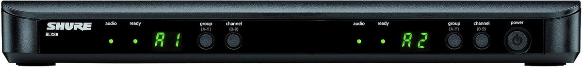 Shure BLX88 Dual-Channel Wireless Receiver J11 Band (596–620 MHz) – BLX Series Receiver for Two Transmitters, QuickScan Frequency Selection, XLR & 1/4" Outputs, Up to 300 ft Range