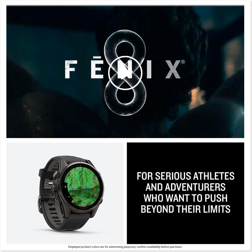 Garmin fēnix® 8, Sapphire, 43mm, DLC Titanium, Black/Pebble Gray | Premium Multisport Smartwatch, AMOLED Display, GPS, Built-In Flashlight, Dive-Rated, Built-In Speakers & Mic