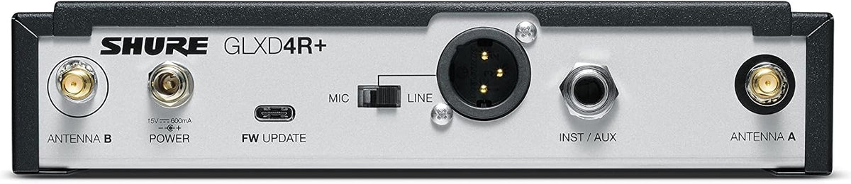 Shure GLXD4R+ Pro Digital Single Channel Rack Mount Receiver - for use with GLX-D+ Dual Band Wireless Systems, Transmitter Sold Separately (GLXD4R+=-Z3)