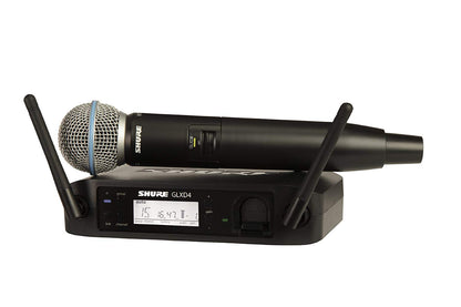 Shure GLXD24R+/B58 Dual Band Pro Digital Wireless Microphone System - 12-Hour Battery Life, 100 ft Range | BETA 58A Handheld Vocal Mic, Single Channel Rack Mount Receiver (GLXD24R+/B58-Z3)