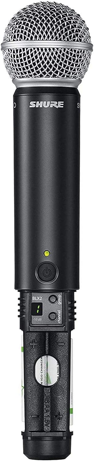Shure BLX288/SM58 Dual-Channel Wireless Audio System J11 Band (596–620 MHz) – BLX88 Receiver, (2) BLX2 Transmitters with SM58 Dynamic Mic, Up to 14 Hr Battery, 300 ft Range