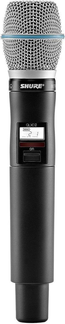 Shure QLXD2/B87C Handheld Transmitter with BETA 87C Vocal Mic Capsule - for use with QLX-D Digital Wireless Microphone Systems, Receiver Sold Separately | G50 Band (QLXD2/B87C=-G50)
