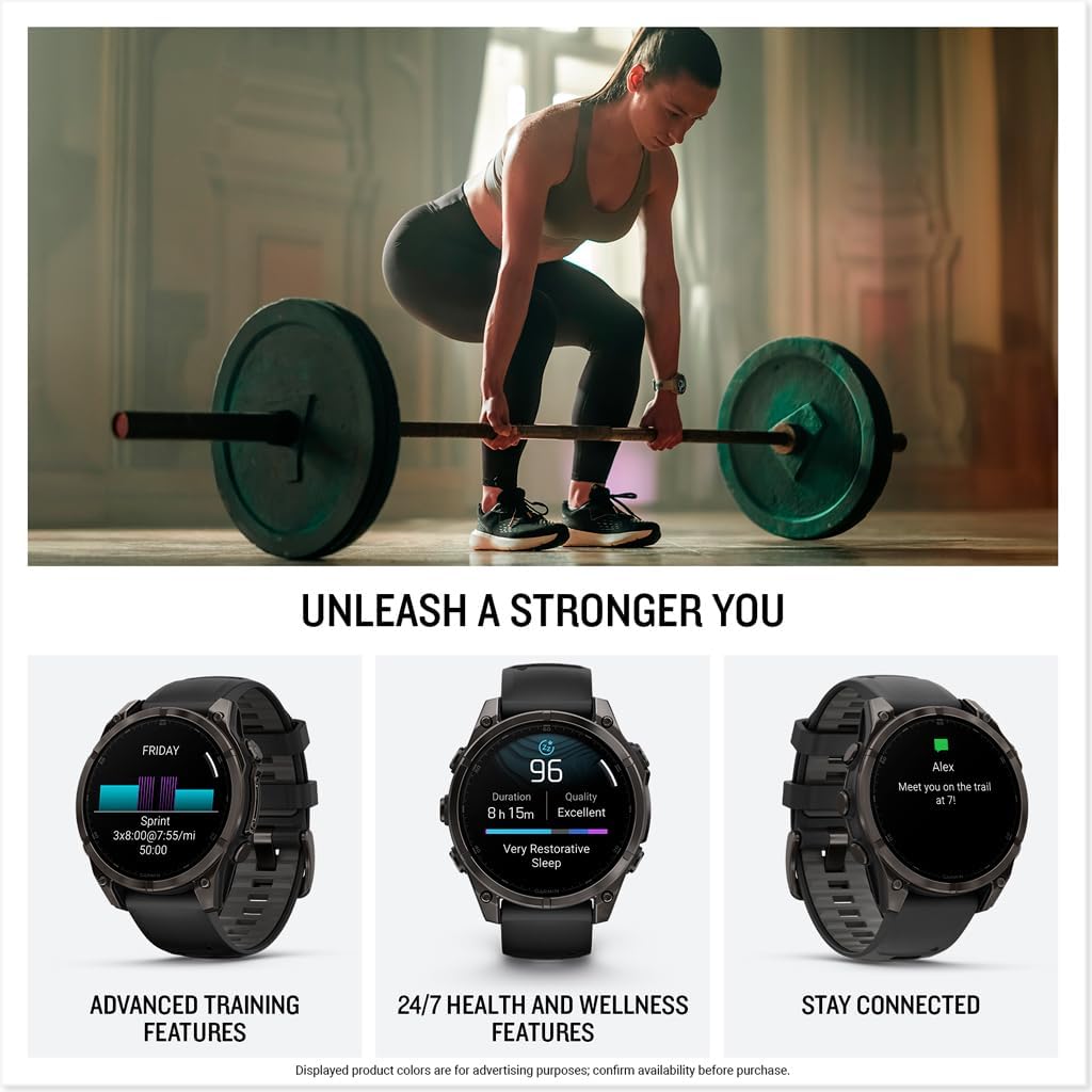 Garmin fēnix® 8, Sapphire, 47mm, DLC Titanium, Black/Pebble Gray | Premium Multisport Smartwatch, AMOLED Display, GPS, Built-In Flashlight, Dive-Rated, Built-In Speakers & Mic