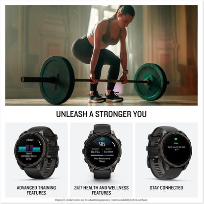 Garmin fēnix® 8, Sapphire, 47mm, DLC Titanium, Black/Pebble Gray | Premium Multisport Smartwatch, AMOLED Display, GPS, Built-In Flashlight, Dive-Rated, Built-In Speakers & Mic