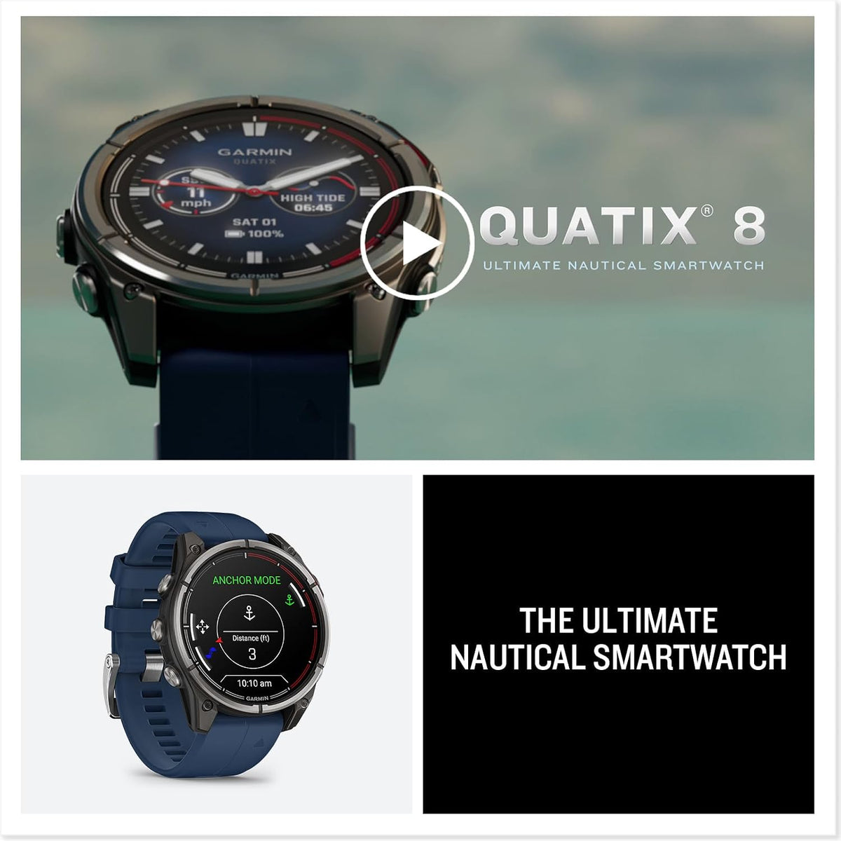 Garmin quatix® 8, Marine GPS Smartwatch, 47mm | Ultimate Nautical Smartwatch, AMOLED Display, Chartplotter Control, Built-In Flashlight, Dedicated Marine Features