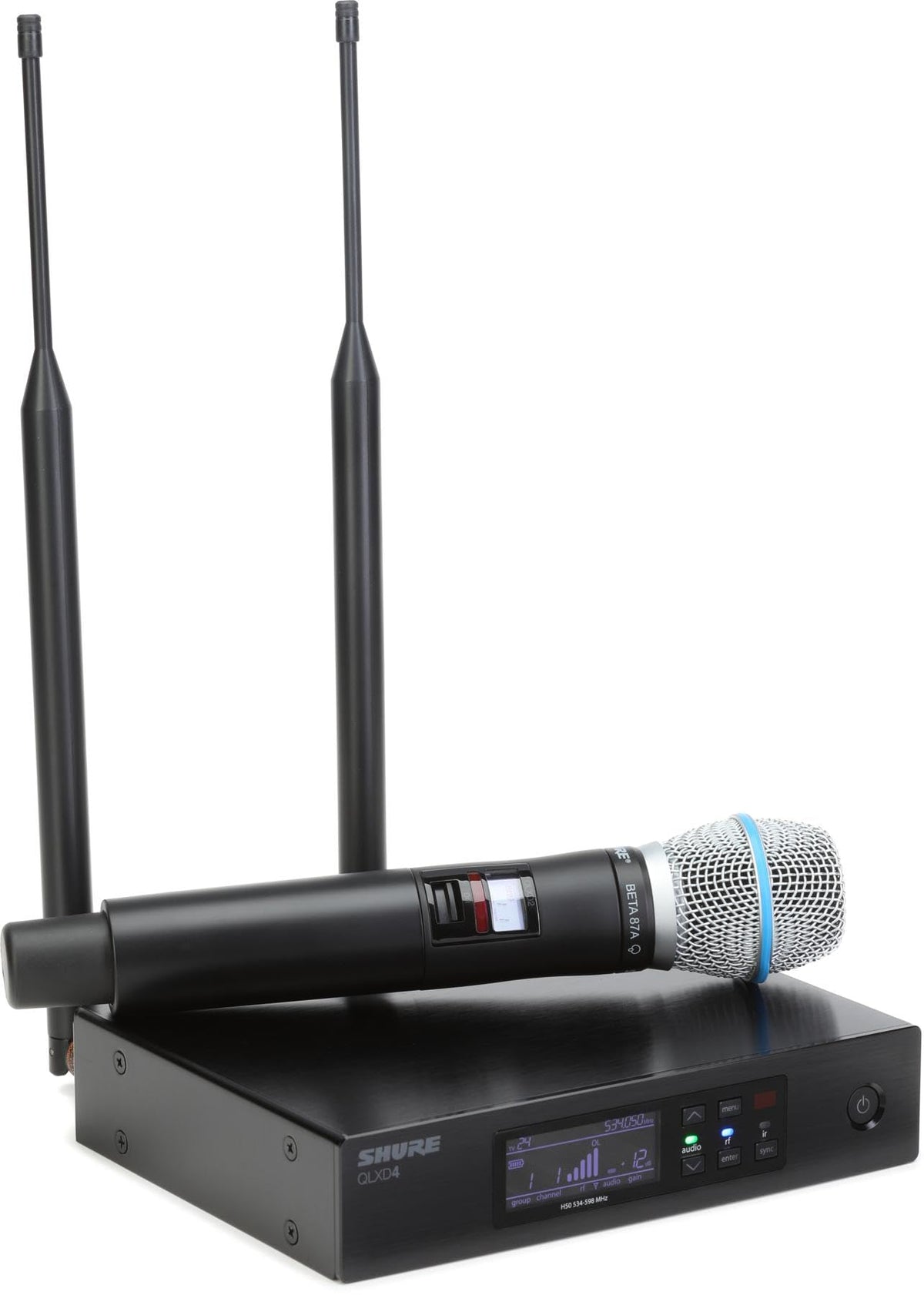 Shure QLXD2/B87A Handheld Transmitter with BETA 87A Vocal Mic Capsule - for use with QLX-D Digital Wireless Microphone Systems, Receiver Sold Separately | G50 Band (QLXD2/B87A=-G50)