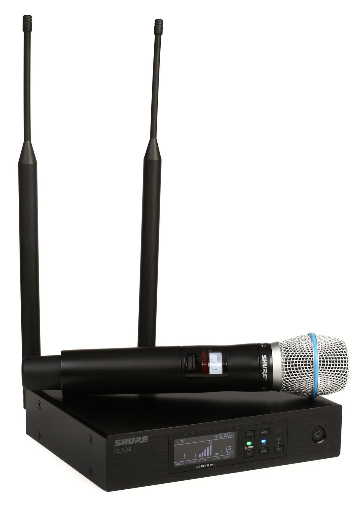 Shure QLXD2/B87A Handheld Transmitter with BETA 87A Vocal Mic Capsule - for use with QLX-D Digital Wireless Microphone Systems, Receiver Sold Separately | G50 Band (QLXD2/B87A=-G50)