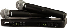 Shure BLX288/SM58 Dual-Channel Wireless Audio System H11 Band (572–596 MHz) – BLX88 Receiver, (2) BLX2 Transmitters with SM58 Dynamic Mic, Up to 14 Hr Battery, 300 ft Range
