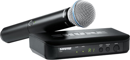 Shure BLX24/B58 Handheld Audio System H11 Band (572–596 MHz) – BLX4 Receiver, BLX2/B58 Handheld Transmitter with Beta 58A Supercardioid Capsule, Up to 14 Hr Battery, 300 ft Range