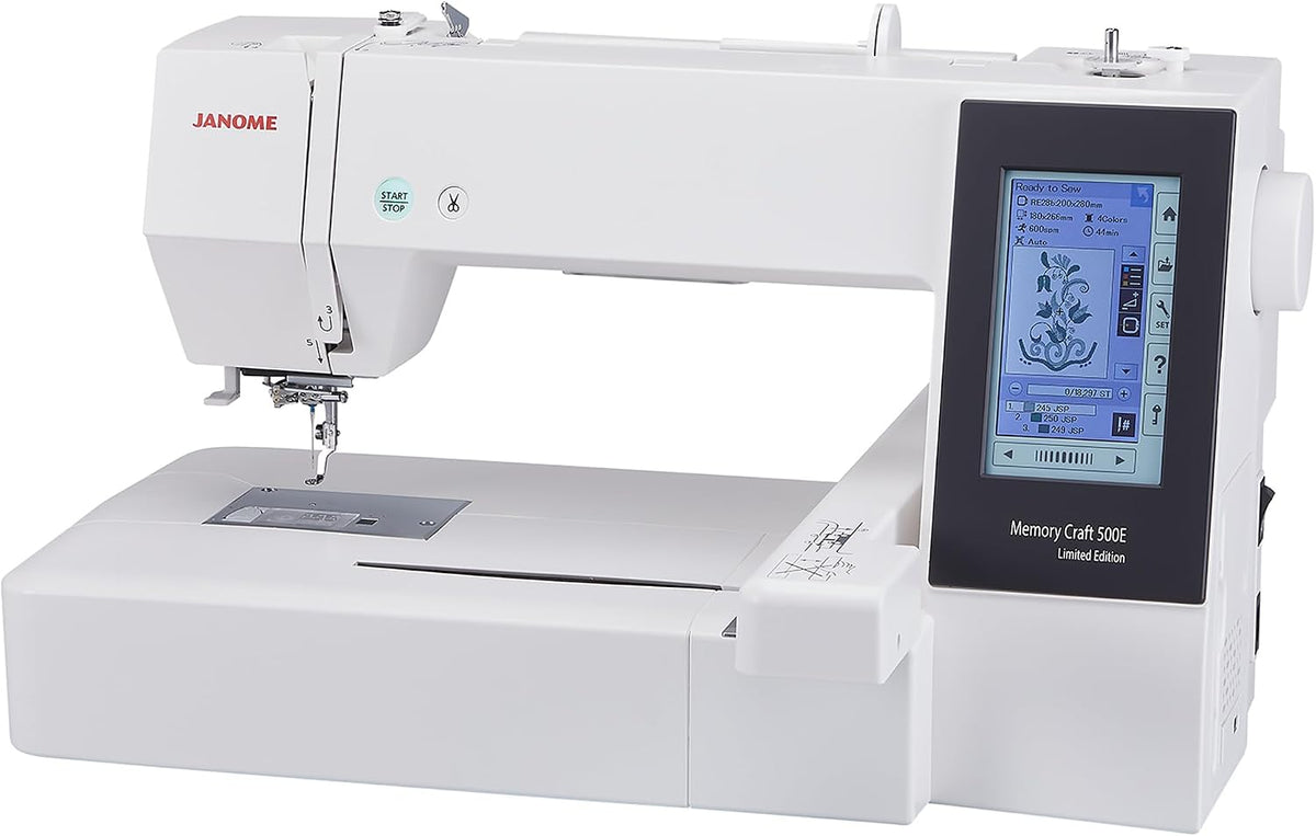 Janome Memory Craft 500E Limited Edition Embroidery Machine with FREE Bundle