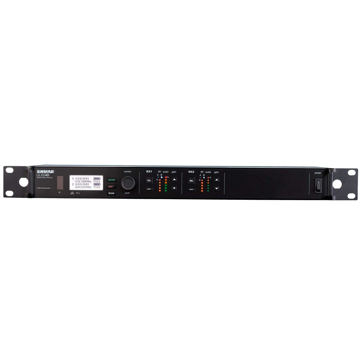 Shure ULXD4 Single Channel Receiver - for use with ULX-D Digital Wireless Microphone Systems, Transmitter Sold Separately | V50 Band (ULXD4=-V50)