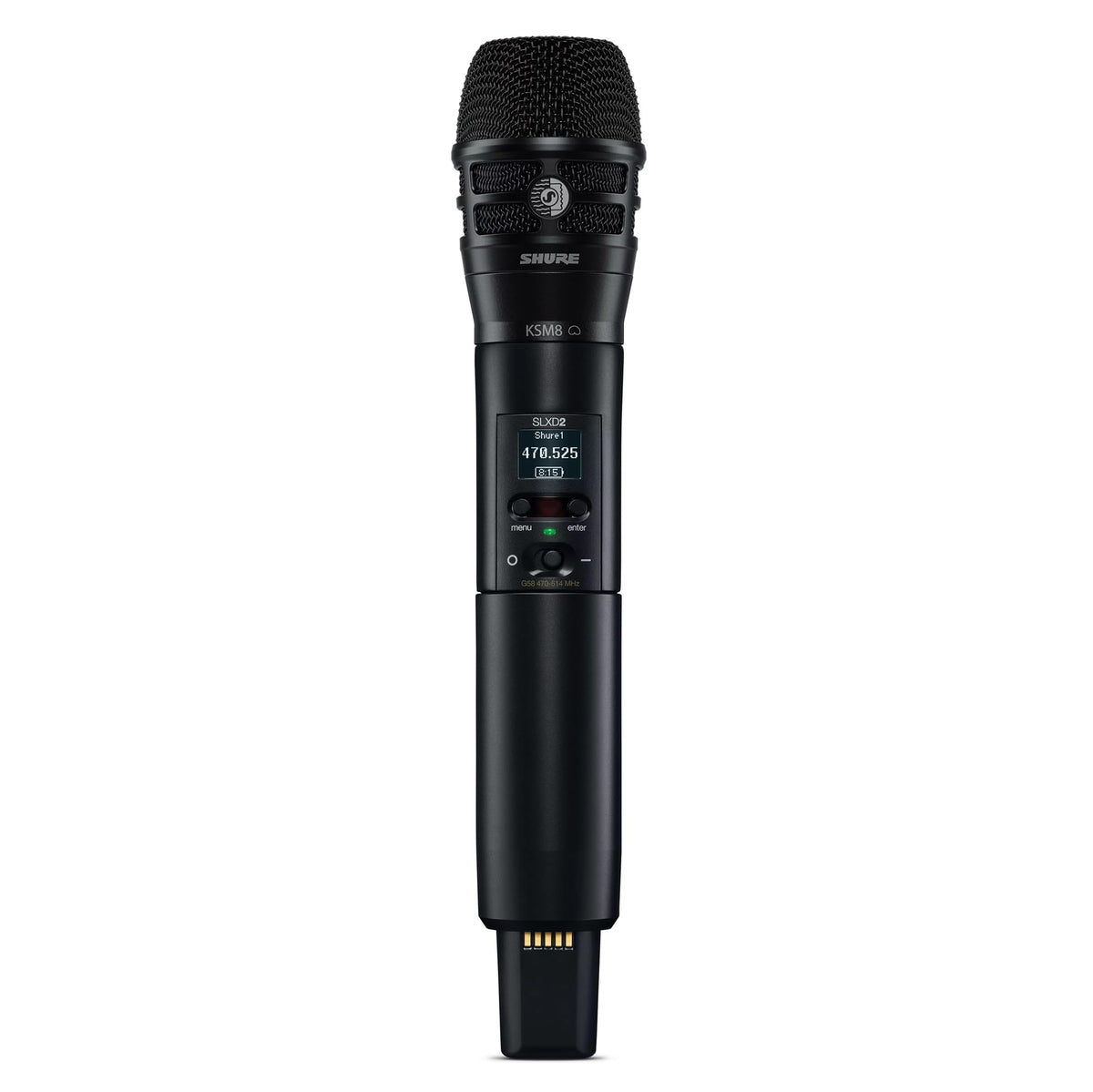 Shure SLXD2/K8B Handheld Transmitter with KSM8 Black Vocal Mic Capsule - for use with SLX-D Digital Wireless Microphone Systems, Receiver Sold Separately | G58 Band (SLXD2/K8B=-G58)