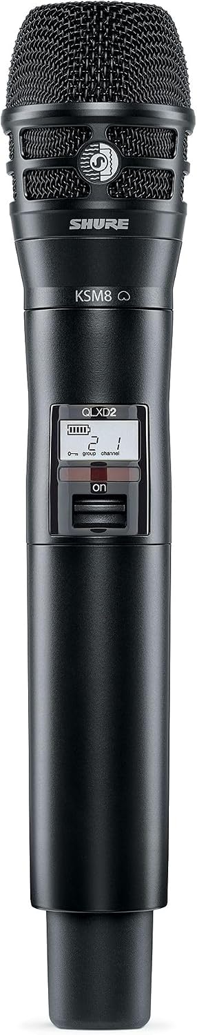 Shure QLXD2/K8B Handheld Transmitter with KSM8 Black Vocal Mic Capsule - for use with QLX-D Digital Wireless Microphone Systems, Receiver Sold Separately | G50 Band (QLXD2/K8B=-G50)