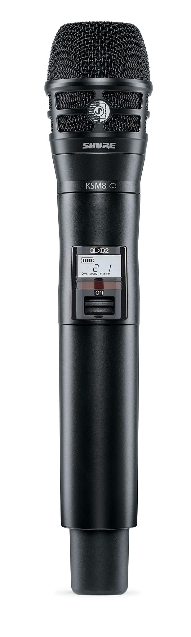 Shure QLXD2/K8B Handheld Transmitter with KSM8 Black Vocal Mic Capsule - for use with QLX-D Digital Wireless Microphone Systems, Receiver Sold Separately | G50 Band (QLXD2/K8B=-G50)