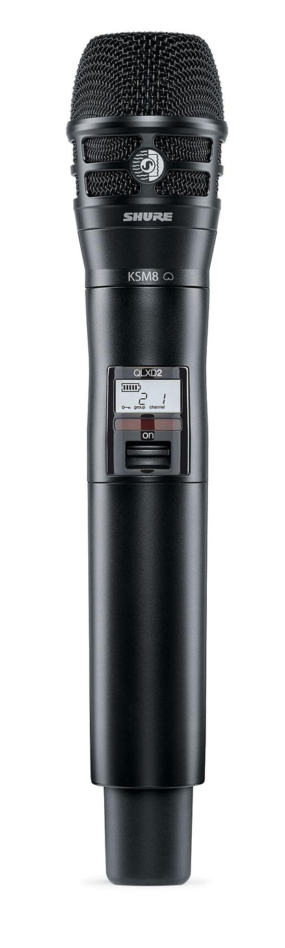 Shure QLXD2/K8B Handheld Transmitter with KSM8 Black Vocal Mic Capsule - for use with QLX-D Digital Wireless Microphone Systems, Receiver Sold Separately | G50 Band (QLXD2/K8B=-G50)
