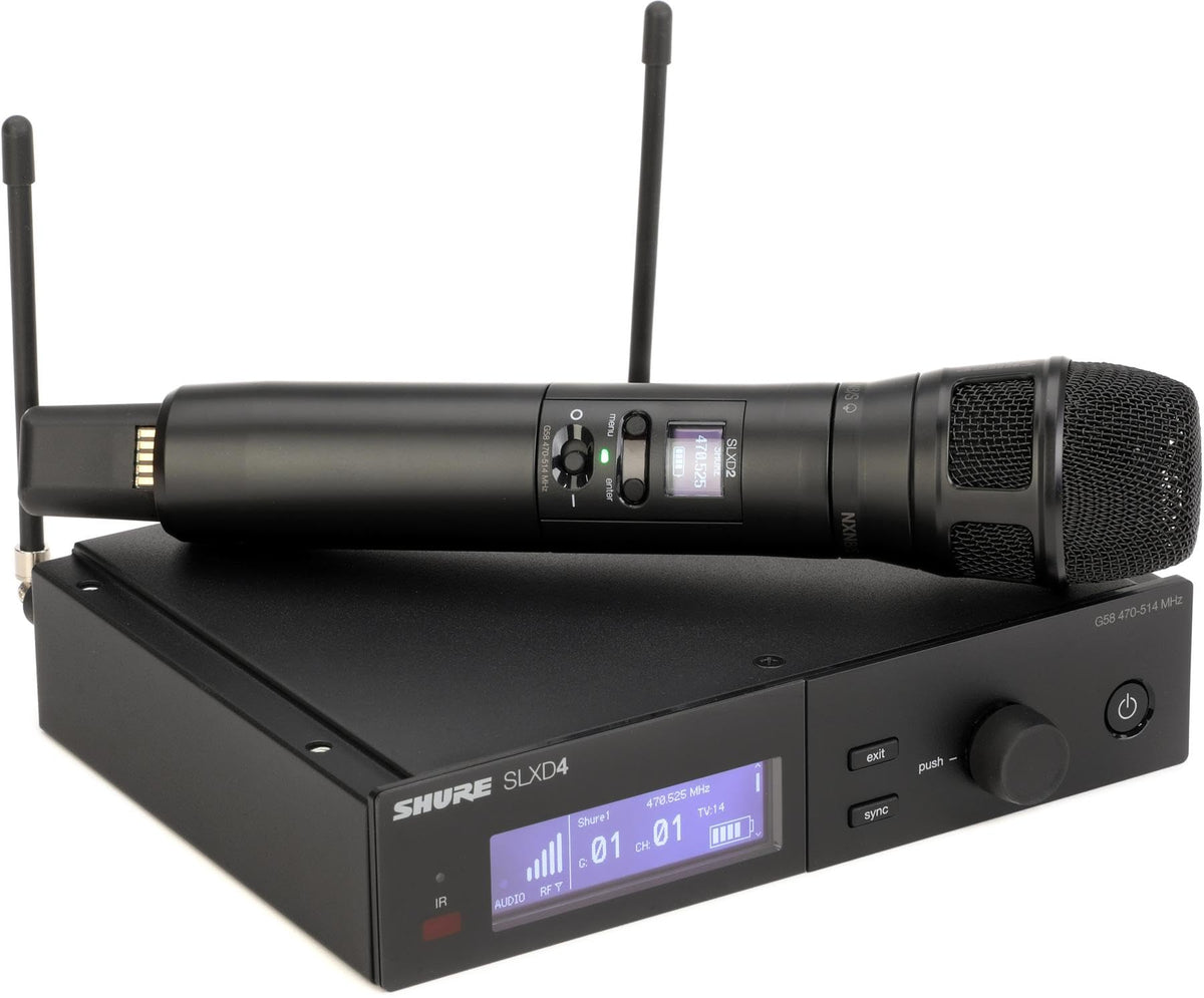 Shure SLXD24/N8CB Wireless Microphone System - Includes SLXD2 Handheld Transmitter with Nexadyne 8/C Black Vocal Mic Capsule and SLXD4 Single Channel Rack Mount Receiver | J52 Band (SLXD24/N8CB-J52)