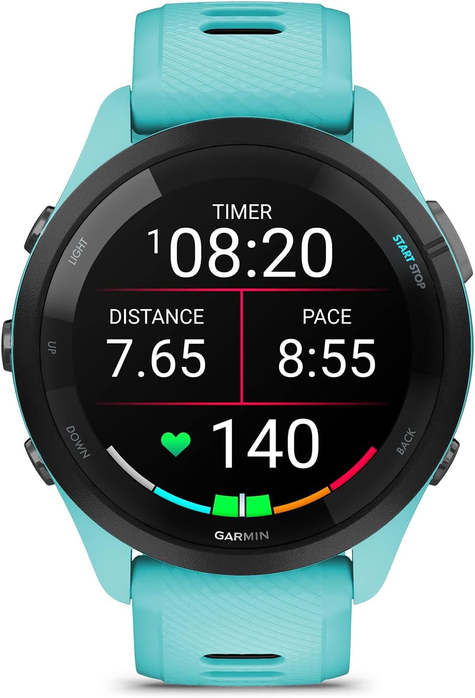 Garmin Forerunner® 265, Running Smartwatch, 46mm, Aqua/Black | Advanced Training Metrics & Recovery Insights, Music On Your Wrist, Garmin Coach, Daily Suggested Workouts