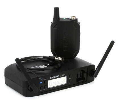 Shure GLXD14+/93 Dual Band Pro Digital Wireless Microphone System for Interviews, Presenting, Theater - 12-Hour Battery Life, 100 ft Range | WL93 Lavalier Mic, Single Channel Receiver (GLXD14+/93-Z3)