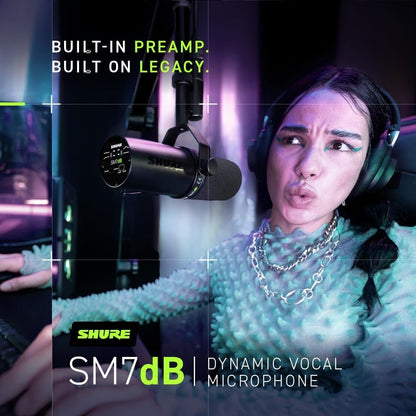 Shure SM7dB Dynamic Vocal Mic with Preamp for Streaming - Black
