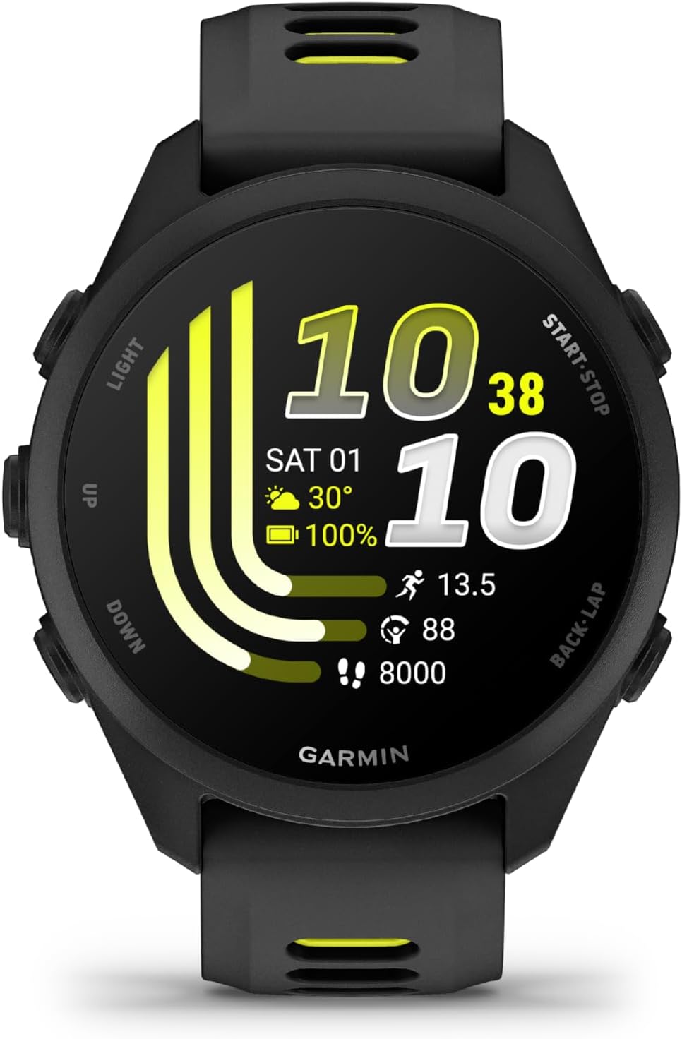 Garmin Forerunner® 170 Music, 43mm, Black/Amp Yellow | GPS Running Smartwatch, Music On Your Wrist, Pace & Distance, Daily Suggested Workouts, Garmin Coach, Adaptive Training Plans