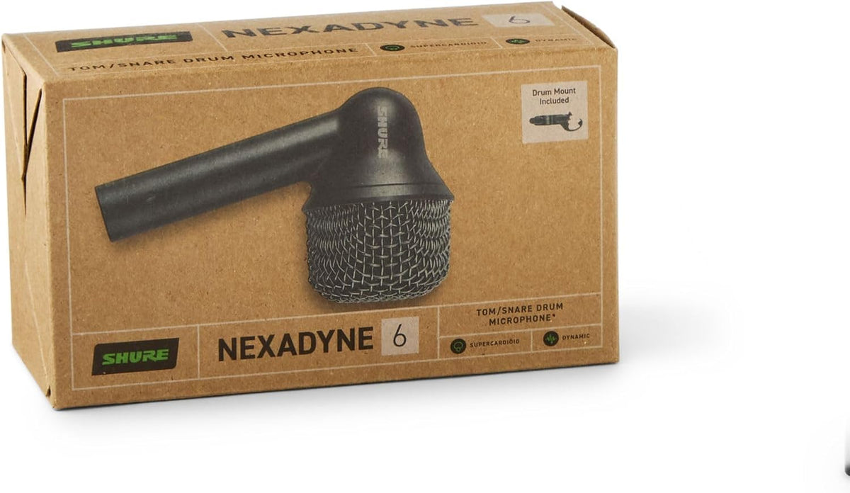 Shure Nexadyne 6 Tom/Snare Drum Microphone with Revonic Technology - Supercardioid Dynamic Mic for Pro Performance, Enhanced Isolation & Noise Reduction, Dual-Engine Transducers, Single (NXN6)
