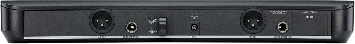Shure BLX1288/CVL Dual-Channel Wireless Audio System, H10 Band (542–572 MHz) – BLX88 Receiver, PG58 Handheld Mic & CVL Lavalier Bodypack – Up to 14 Hr Battery, 300 ft Range