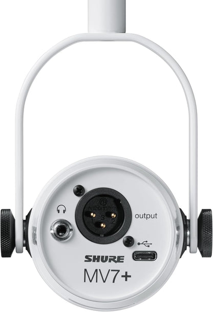 Shure MV7+ USB-C & XLR Podcast Dynamic Microphone - White