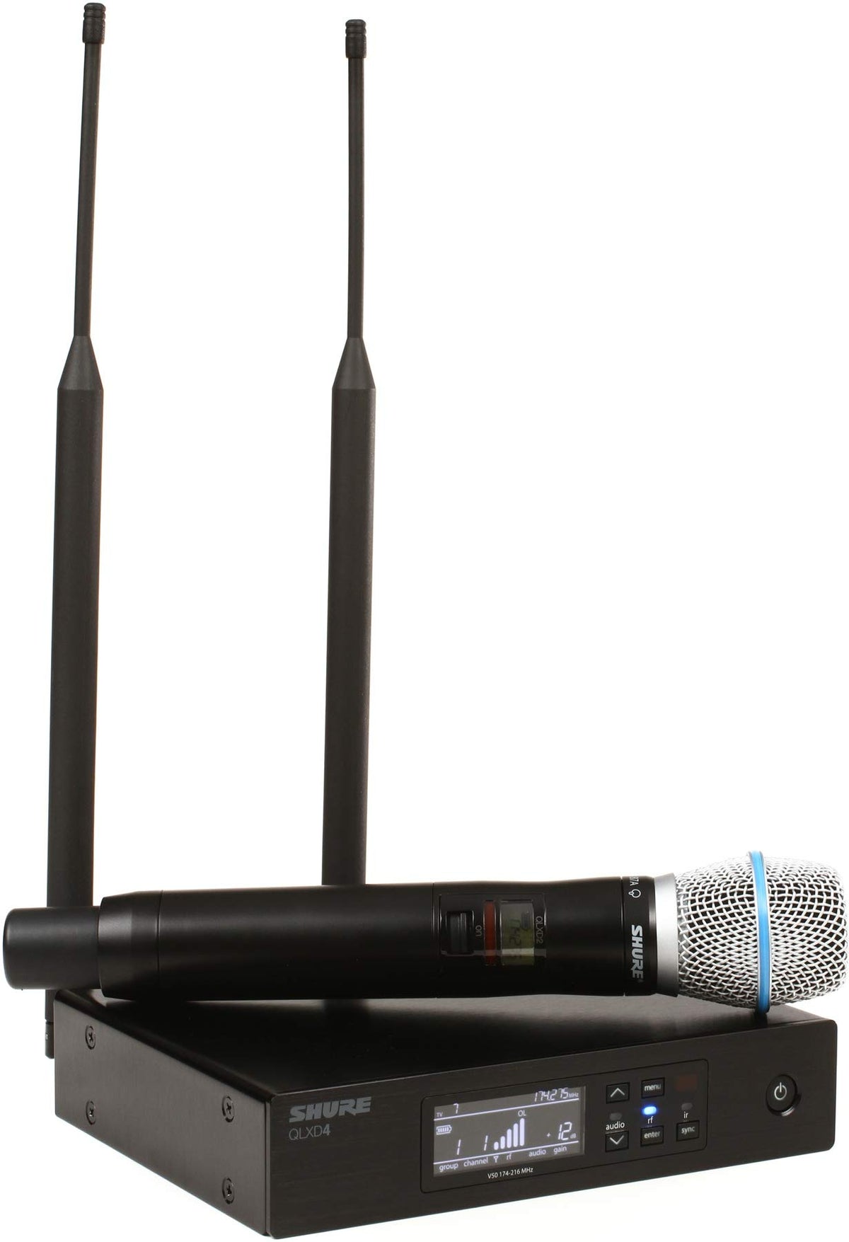 Shure QLXD2/B87A Handheld Transmitter with BETA 87A Vocal Mic Capsule - for use with QLX-D Digital Wireless Microphone Systems, Receiver Sold Separately | G50 Band (QLXD2/B87A=-G50)
