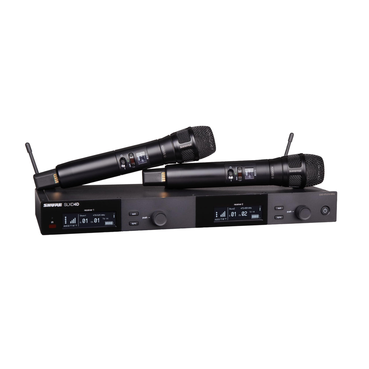Shure SLXD24/N8SB Wireless Microphone System - Includes SLXD2 Handheld Transmitter with Nexadyne 8/S Black Vocal Mic Capsule and SLXD4 Single Channel Rack Mount Receiver | G58 Band (SLXD24/N8SB-G58)