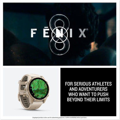 Garmin fēnix® 8, Sapphire, 43mm, Fog Gray/Dark Sandstone | Premium Multisport Smartwatch, AMOLED Display, GPS, Built-In Flashlight, Dive-Rated, Built-In Speakers & Mic