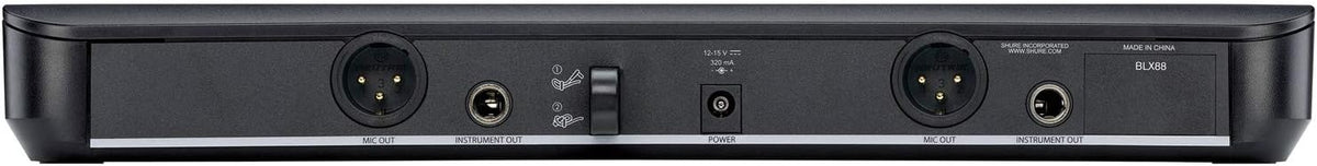 Shure BLX288/SM58 Dual-Channel Wireless Audio System H9 Band (512–542 MHz) – BLX88 Receiver, (2) BLX2 Transmitters with SM58 Dynamic Mic, Up to 14 Hr Battery, 300 ft Range
