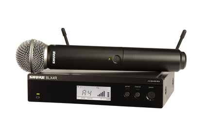 Shure BLX24/SM58 Handheld Wireless Audio System J11 Band (596–620 MHz) – BLX4 Receiver, BLX2 Transmitter with SM58 Dynamic Mic, Up to 14 Hr Battery, 300 ft Range