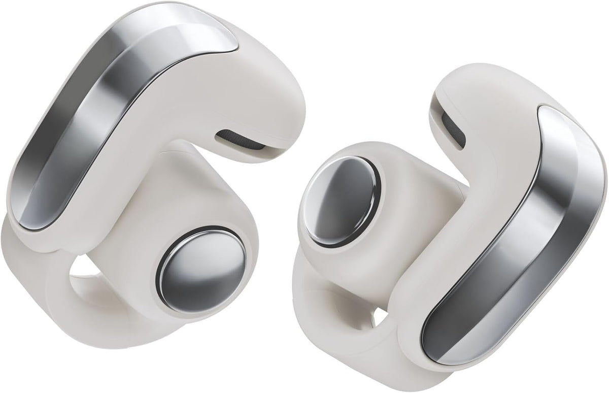 Bose Ultra Open Earbuds (2nd Gen) - Open-Ear, Clip-On, Wireless Earbuds, Bluetooth, Immersive Audio, Wireless Charging, Up to 28 Hrs of Audio, Ideal for Traveling, School, and Office, White Smoke