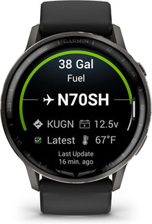 Garmin D2™ Air X15, Versatile Aviator Smartwatch with GPS, LED Flashlight, Health and Fitness Features, Aviation Weather, Built-in Microphone/Speaker, Slate with Black Silicone Band