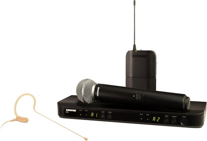 Shure BLX1288/MX153 Dual-Channel Wireless Performance System, H11 Band (572–596 MHz) – BLX88 Receiver, SM58 Handheld & MX153 Earset – Up to 14 Hr Battery, 300 ft Range