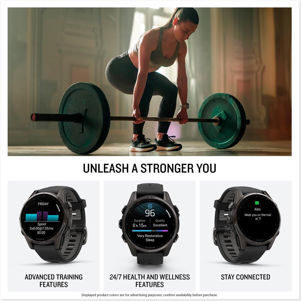 Garmin fēnix® 8, Sapphire, 43mm, DLC Titanium, Black/Pebble Gray | Premium Multisport Smartwatch, AMOLED Display, GPS, Built-In Flashlight, Dive-Rated, Built-In Speakers & Mic