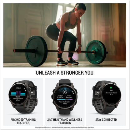 Garmin fēnix® 8, Sapphire, 43mm, DLC Titanium, Black/Pebble Gray | Premium Multisport Smartwatch, AMOLED Display, GPS, Built-In Flashlight, Dive-Rated, Built-In Speakers & Mic