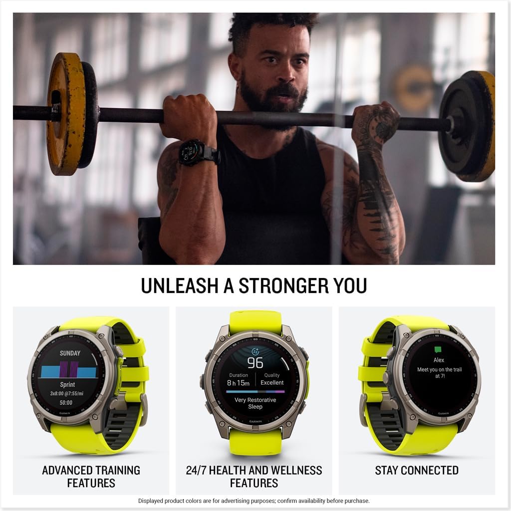 Garmin fēnix® 8 Solar, Sapphire, 51mm, Titanium, Amp Yellow/Graphite | Larger-Sized Premium Multisport Smartwatch, Solar Charging, GPS, Built-In Flashlight, Dive-Rated, Built-In Speakers & Mic