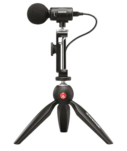 Shure Portable Videography Kit - Professional Recording Rig with MV88+ iPhone Mic, Manfrotto PIXI Tripod, Phone Clamp, Mount, AMV88-Fur Windjammer and SE215 PRO Sound Isolating Earbuds (MV88+SE215-CL)