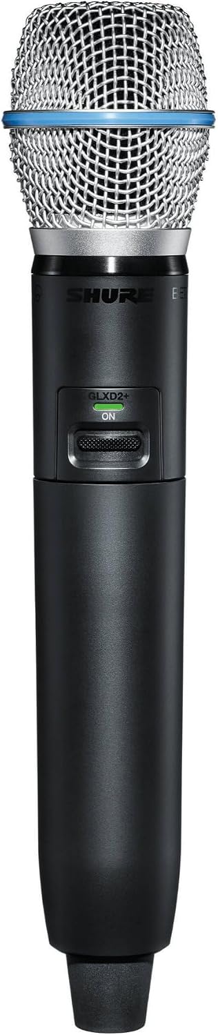 Shure GLXD24+/B87A Dual Band Pro Digital Wireless Microphone System – 12-Hour Battery, 100ft Range with BETA 87A Handheld Vocal Mic & Single Channel Receiver