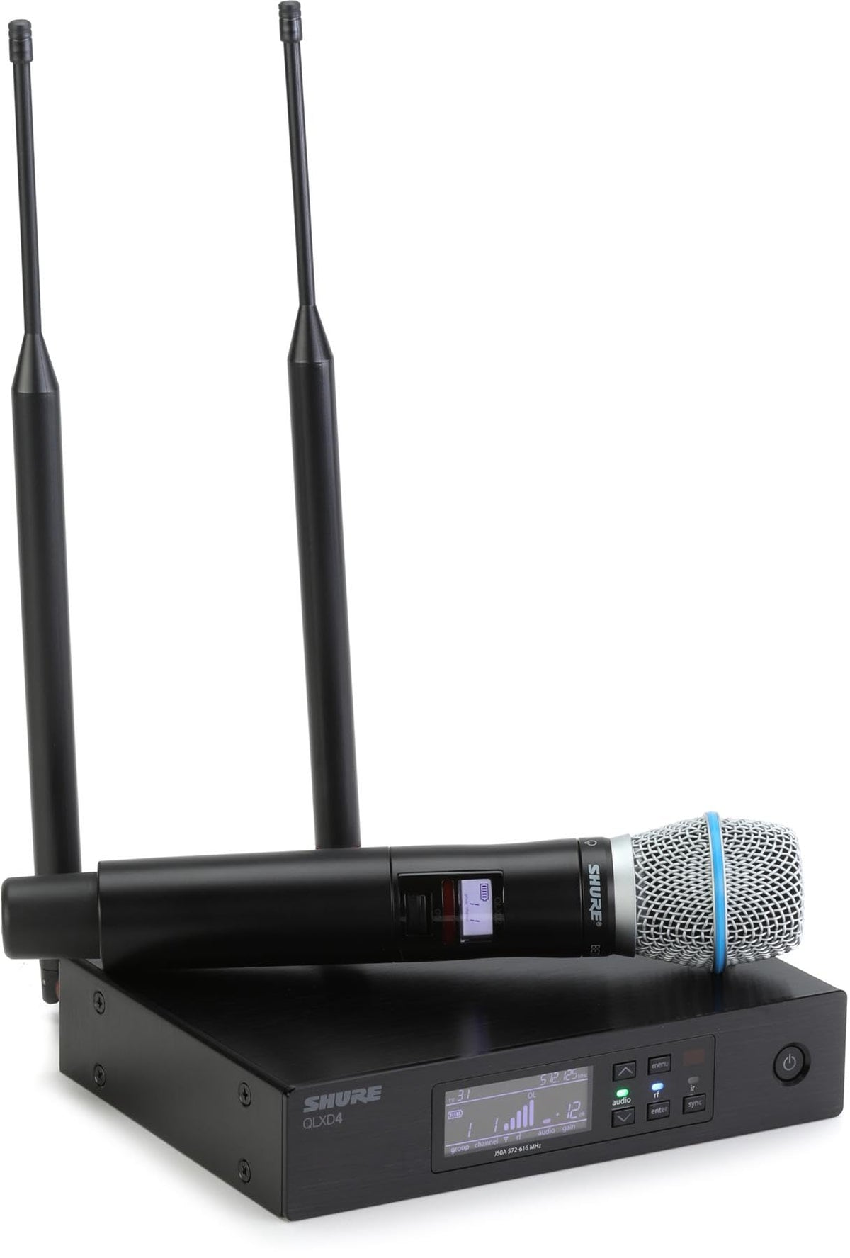 Shure QLXD2/B87A Handheld Transmitter with BETA 87A Vocal Mic Capsule - for use with QLX-D Digital Wireless Microphone Systems, Receiver Sold Separately | G50 Band (QLXD2/B87A=-G50)